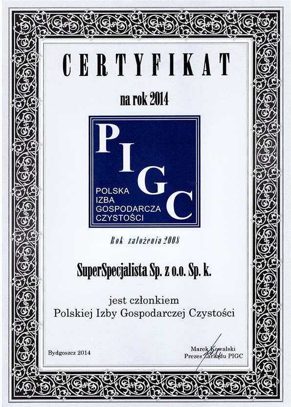 Certyfikat PIGC dla SuperSpecjalista.pl